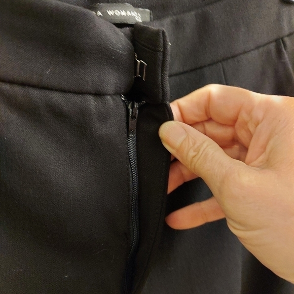 ZARA WOMAN Black Straight Leg Pants with Zippered Hems - Picture 6 of 12
